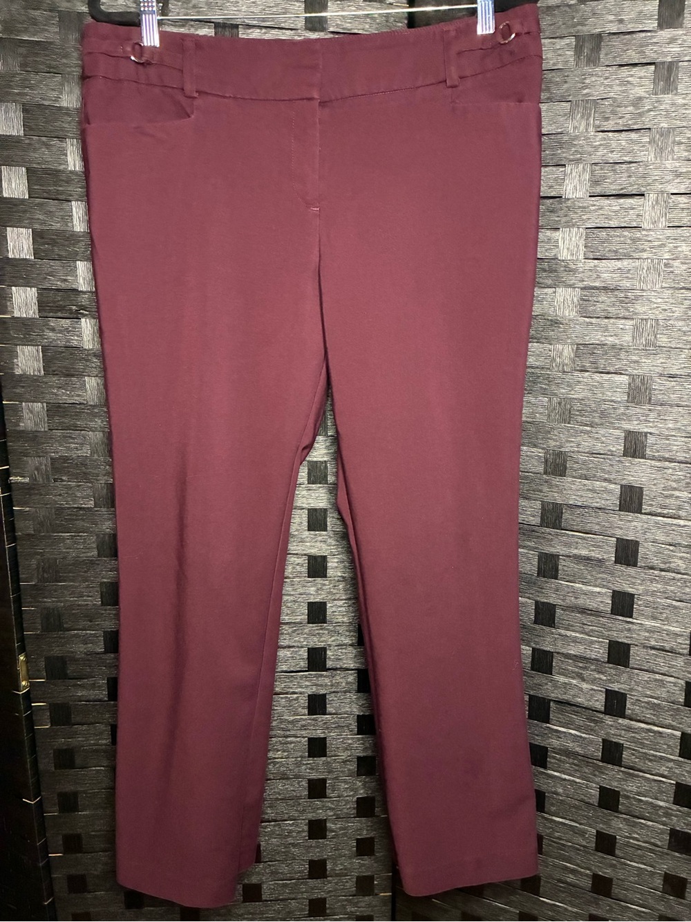 New York & Company Burgundy Petite Straight-Leg Pants